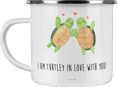 Produktbild von Mr. & Mrs. Panda Teetasse Schildkröten Paar - Weiß - Geschenk, becher emaille, Valentinstag, Teebecher, Tasse, Jahrestag, Freundin, Pott, für, Partner, Frauen