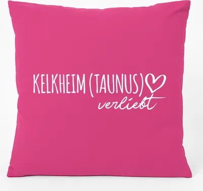 Produktbild von Huuraa Kissen Springe verliebt 40x40cm mit Füllung Fuchsia Baumwolle Dekokissen Geschenkidee