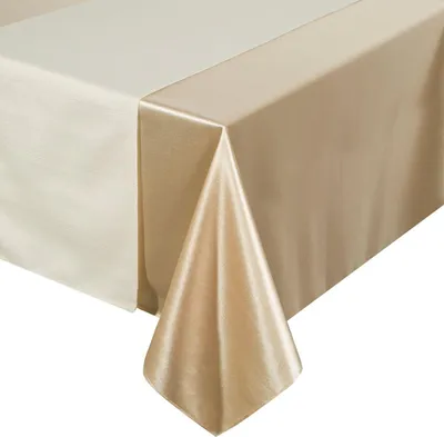 Produktbild von EUROFIRANY | Tischtuch - Tischdecke - 2er Set - 140 x 220 cm - Beige Gold - Tischläufer - Glänzend