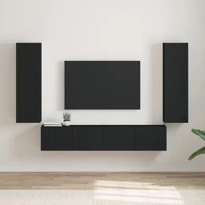 Produktbild von Möbel TV-Wandschrank 2 Stk. Schwarz Holzwerkstoff - TV-Schränke &5437