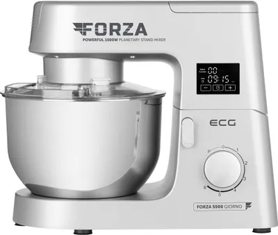 Produktbild von ECG FORZA 5500, 6,5 l, Metallisch, Edelstahl, Schlagen, Mischung, Kotelett, Schneiden, Schleifen, Eis-Crushen, Kneten, Mixen, Rührer, 1,15 m, LED, Edelstahl