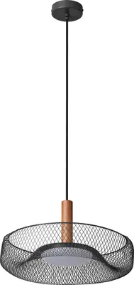 Produktbild von OSRAM Decor Mesh LED Pendelleuchte, Schwarz Metall Holz, 400mm, 18,5W, 1160lm, 3000K warmweiß, Ra >80