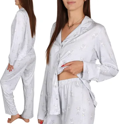 Produktbild von DISNEY Thumper Damen Pyjama mit langen Ärmeln, WEITE HOSENBEINE, Knopfverschluss, Schlafanzug SET XS