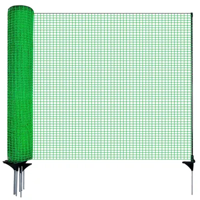 Mobiler Begrenzungszaun 120 cm x 15 m, 9 Pfähle, grün