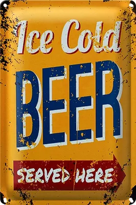 Produktbild von Blechschild Retro 18x12cm Ice Cold Beer served here Bier