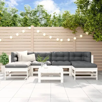 Produktbild von Design Möbel 7-tlg. Garten-Lounge-Set Weiß Massivholz Kiefer - 2024 Neu