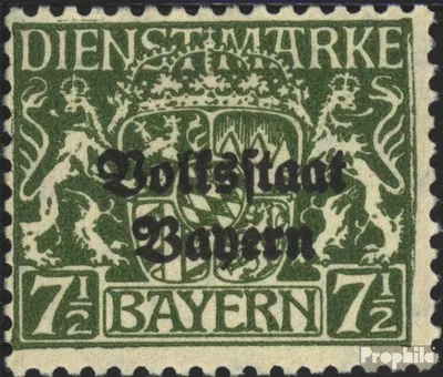 Produktbild von Briefmarken Bayern 1919 Mi D32y postfrisch Staatswappen