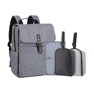 Produktbild von Novi Functional Wickelrucksack – wasserabweisend, mit vielen Fächern, inkl. Wickelunterlage & Kinderwagenhaken, Grey