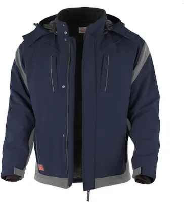 Produktbild von Qualitex Softshelljacke - Herren Softshell Winterjacke – wasserabweisend, warm, mit Kapuze - in Farbe: marine/grau - Herren: XL - Damen: 48