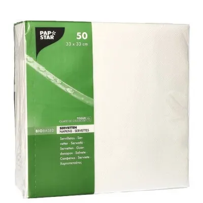 Produktbild von Servietten, 2-lagig 1/4-Falz 33 cm x 33 cm weiss