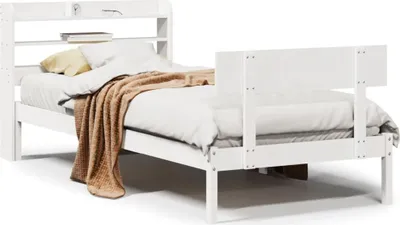 Produktbild von vidaXL Massivholzbett ohne Matratze Weiß 90x200 cm Kiefernholz