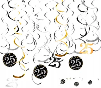 Imagen del producto de Decoración para el 25º cumpleaños: espirales y serpentinas para colgar