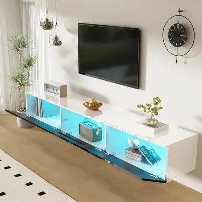 Produktbild von TV Lowboard Hängend Hochglanz Holz Schwarz Weiß 180x35x30cm