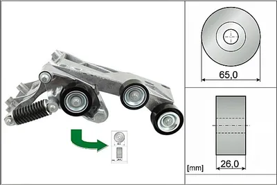Produktbild von INA 534 0446 10 Spannarm Keilrippenriemen Ø65mm passend für MERCEDES-BENZ A-Klasse (W169) B-Klasse (W245)