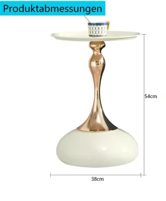 Obrázek produktu pro Boční stolek – konferenční stolek – 38 cm – kovová konstrukce – bílá a zlatá barva – vhodný do obývacího pokoje