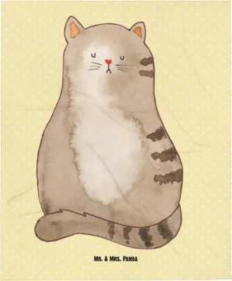 Produktbild von Mr. & Mrs. Panda Fleecedecke Katze Sitzen - Gelb Pastell - Geschenk, Kinderdecke, Schmusedecke, Plaid, Cats, Herz, Cat, Babydecke, Liebe, Katzen, Schlummerdecke