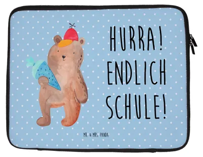 Produktbild von Mr. & Mrs. Panda Laptop Tasche Bär Schultüte 33 x 42 cm - Blau Pastell - Geschenk, Laptoptasche, Hülle, Grundschule, Schulbeginn, Case, Teddy, Einschulung, Schulanfang