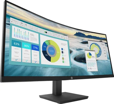 Produktbild von HP P34hcG4 WQHD-USB-C-Monitor mit Wölbung, 86,4 cm (34"), 3440 x 1440 Pixel, Wide Quad HD, LCD, 5 ms, Schwarz