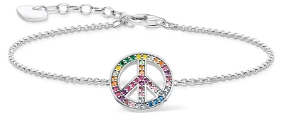 Zdjęcie produktu dla Thomas Sabo A2071-318-7-L19v Srebrna bransoletka damska Kolorowy znak pokoju