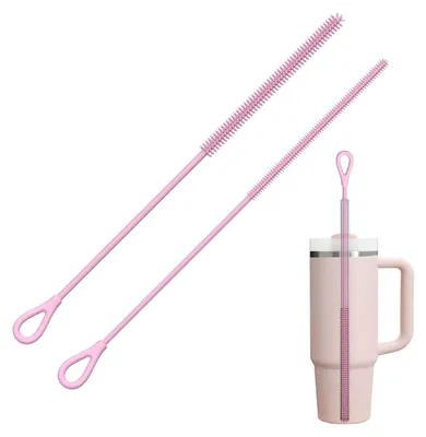 Zdjęcie produktu dla Szczotki do czyszczenia słomek silikonowe - 2 sztuki. Wielorazowe szczotki do czyszczenia słomek do szklanek, metalowych słomek i kubków do smoothie - elastyczne