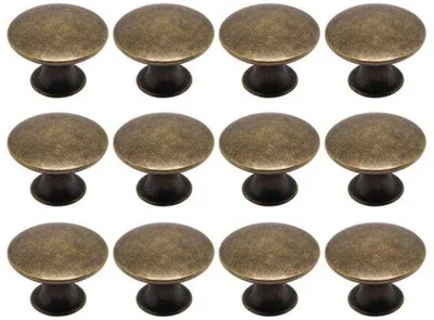 Image de Poignées de tiroir rétro, lot de 12, 3 x 3 x 2,1 cm, noires, rondes