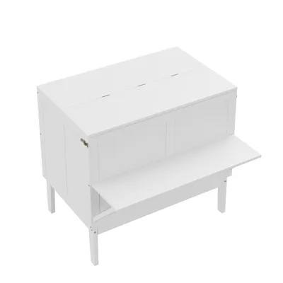 Produktbild von okwish Jugendbett Schrankbett 90x200 cm, Klassische Betten Wandbett Plattformbett Holzbett Kiefer Bettgestell mit Lattenrost, vertikales Wandklappbett, weiß