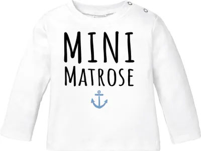 Produktbild von Baby Langarmshirt Aufdruck Mini Matrose Anker Grafik Print Babykleidung Bedruckt Jungen Mädchen Shirt Moonworks®