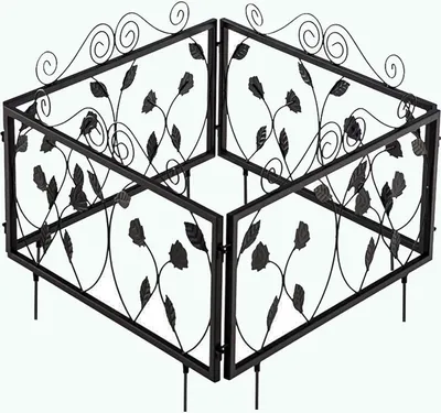 Produktbild von Gartenzaun aus Metall, 34,5 x 56,5 cm, Beeteinfassung, Zaun, Beetzaun, Metallbordüre, Klappzaun, Landschaftszaun für Blumenbeet