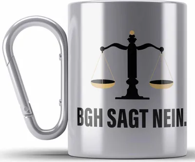 Produktbild von Trendation - Jura Geschenk Edelstahl Tasse Karabiner mit Spruch für Jurist Juristin Geschenkideen Lustig für Examen Staatsexam (Silber)