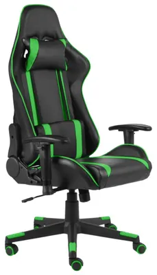 Image de Chaise de gaming – Bureau vert avec dossier haut et coussins ergonomiques