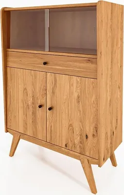 Produktbild von Anrichte Jetro Wildeiche massiv 100x143x50 cm 2 Türen 1 offenes Fach 1 Schublade