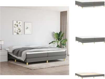 Zdjęcie produktu dla vidaXL Łóżko z materacem sprężynowym ciemnoszare 200x200 cm - Łóżka i ramy łóżek