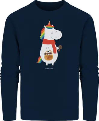 Produktbild von Mr. & Mrs. Panda Bio Baumwoll Pullover Einhorn Pilz Größe XL - French Navy - Geschenk, Einhörner, Nachhaltiger, Motivation, Spruch, Pulli, Sweatshirt, Unicorn, Sweater