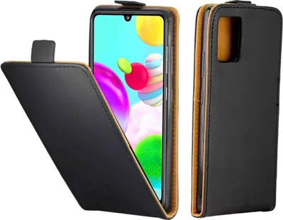 Produktbild von König Design Hülle kompatibel mit Samsung Galaxy A41 Kunstleder Handyhülle - Handy Case Schwarz