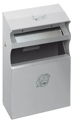 Produktbild von Eckiger Kombiascher mit Einwurfblende | 15 Liter, HxBxT 54x30x14cm | Verzinkter Stahl | Silber