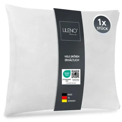 Produktbild von LILENO HOME 1er Set Kissenfüllung 65 x 65 cm - 40°C waschbares Innenkissen geeignet für Allergiker - Polyester Kisseninlet als Couchkissen, Sofa Kissen, Cocktailkissen und Kopfkissen