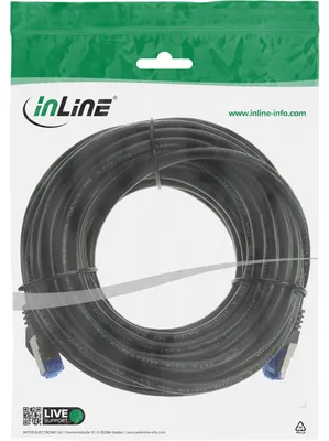 Produktbild von InLine Patchkabel, Cat.6A, S/FTP, PE outdoor, schwarz, 15m, 15 m, Cat6a, S/FTP (S-STP), RJ-45, RJ-45, Schwarz