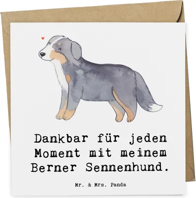 Produktbild von Mr. & Mrs. Panda Glückwunschkarte Berner Sennenhund Moment - Weiß - Geschenk, Grußkarte, faltkarte, Dürrbächler, doppelkarte, Klappkarte, anlasskarte