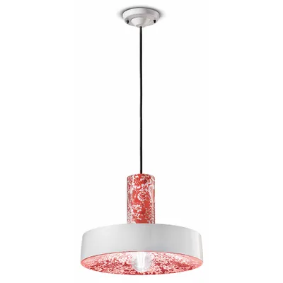 Zdjęcie produktu dla Lampa wisząca Ferroluce Pi Ø 35 cm okrągła z czerwonym wzorem