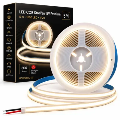 Obrázok produktu pre MasterLED LED pásik COB Premium 5 m 12 V neutrálna biela 4000 K IP20 320 LED m stmievateľný
