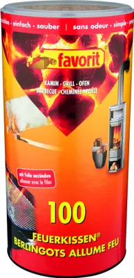 Produktbild von Favorit Anzünder für Kamin, 100 Stück, Feuerkissen, Ofenanzünder, Kohleanzünder