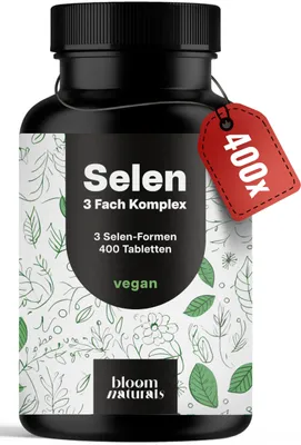 Produktbild von Bloom Naturals Selen 3-Fach-Komplex 400 Tabletten 200µg vegan