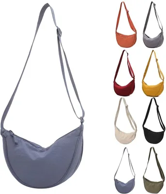 Productafbeelding van Minicee dames halvemaan schoudertas – nylon crossbody tas, grijs