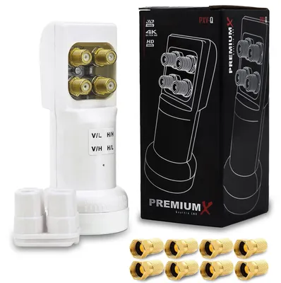 Produktbild von PremiumX Quattro LNB SAT für Multischalterbetrieb DVB-S2 HD 4K inkl. 8x F-Stecker