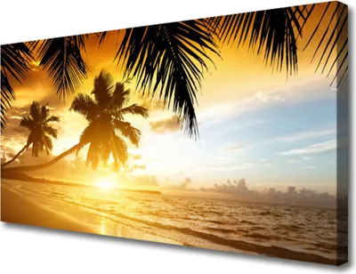 Produktbild von Tulup Leinwand-Bilder 100x50 Wandbild Canvas Kunstdruck Strand Palmen Meer Landschaft