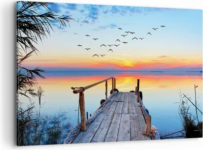 Produktbild von Bild auf Leinwand - Leinwandbild - Brücke See - 100x70cm - Wand Bild - Wanddeko - Wandbilder - Leinwanddruck - Bilder - Kunstdruck - Wanddekoration - Leinwand bilder - Wandkunst - AA100x70-3818