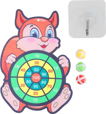 Productafbeelding van Dartbord-set voor kinderen, geschikt voor binnenshuis, eekhoornvorm, met klittenband, inclusief darts