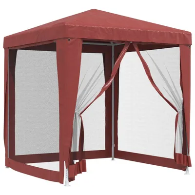 Produktbild von Partyzelt mit 4 Mesh-Seitenwänden Rot 2x2 m HDPE