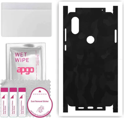 Produktbild von apgo Rückseite + Seiten Schutzfolie, Skin, kompatibel mit Xiaomi Mi Mix 2S, Hinten Displayschutzfolie aus Vinylfolie, kratzfest, einfache Montage - Schwarzes Tarnmuster