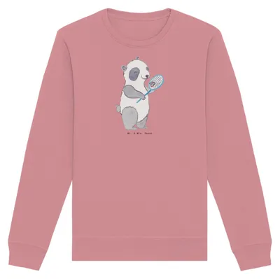 Produktbild von Mr. & Mrs. Panda Baumwoll Sweatshirt Panda Badminton  Größe XS - Canyon Pink - Geschenk, Pulli, Pullover, spielen, Sweater, Bio